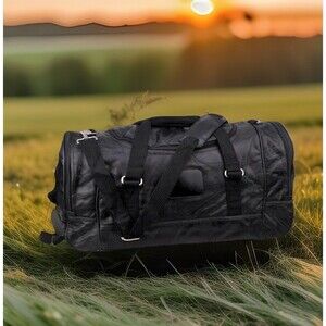 Genuine Mosaic Leather Travel Duffel Bag Luggage Black 21" Duffle Luggage Tote